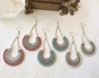 Tribal Dangle Earrings, Gypsy Boho Earrings M06
