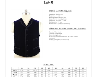 11th Doctor Velvet Waistcoat Sewing Pattern - Doctor Who, Matt Smith, Eleventh Doctor Cosplay Vest Pattern