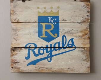 Handpainted KC Royals sign on reclaimed wood