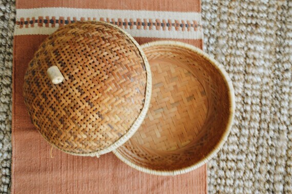Handmade Woven Basket Vintage Mid Century Home Decor Handmade Woven Basket Vintage Mid Century Home Decor