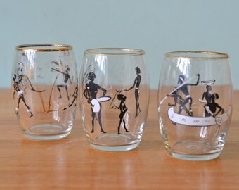 Vintage drinking glasses Aboriginal Mitchell tumblers