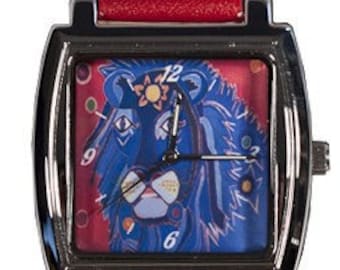 Lion Wrist Watch - Salvador Kitti - From my Original Oil Painting, A King's Tear - Long Band