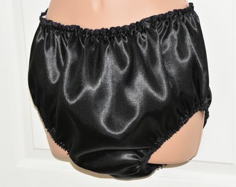 DOUBLE layered silky satin panties, Black, SS Sissy Lingerie