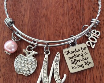 PERSONALIZED Teacher Bracelet, Teacher Gifts, End Of Year Teacher Gifts, Teacher Appreciation Gift, Teacher Jewelry, Teacher Gift Ideas