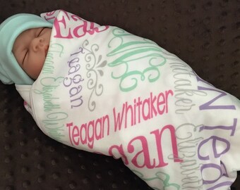 Personalized Baby Name Blanket, Custom baby blanket girl, New Baby Gift, Baby Shower Gift, Personalized Blanket for girl, Receiving Blanket