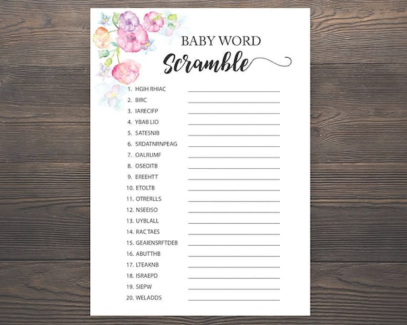 baby word scramble game baby shower games printable girl