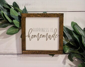 happiness is homemade square sign farmhouse kitchen decor