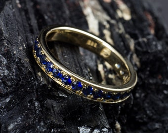 Memoryring/Alliance Ring of 585 gold with blue sapphires