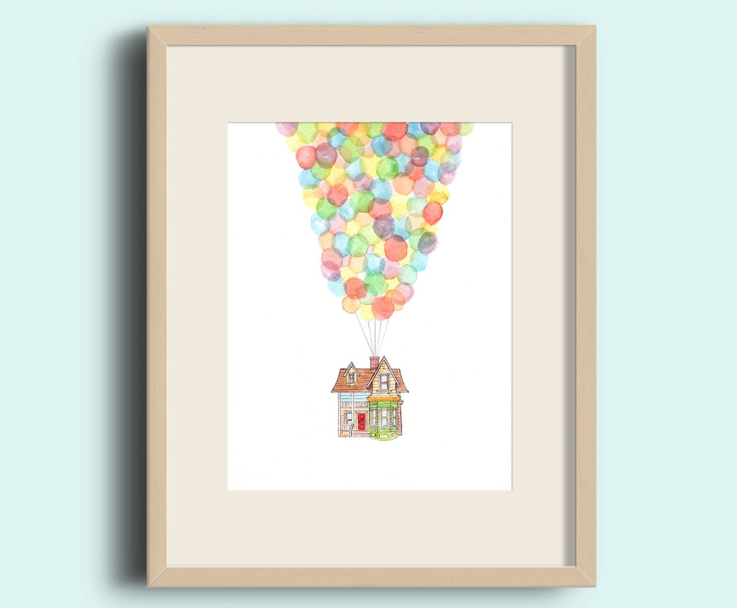 Up House Watercolor Painting Wall Art Gift or Guestbook