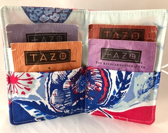 Tea Wallet Tea Bag Wallet - Tea Bag Case Tea Bag Holder Tea Holder Tea Bag Cozy Tea Bag Organizer Art Gallery In Blue Interplay in Eclectic