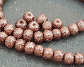 Brown glass 4 mm beads 4 mm chocolate wet effect 60 beads
