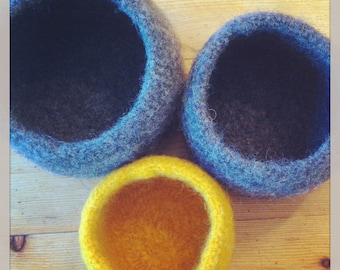 Felted Bowls, Wool Bowls, Handcrafted on Vancouver Island
