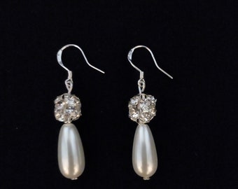 Pearl Drop Sterling Silver Bridal Earrings