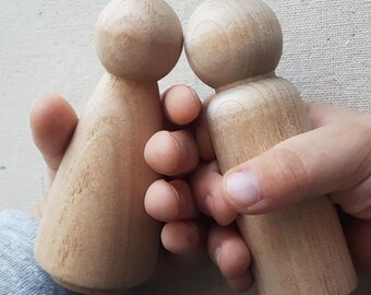 Wooden Peg Dolls, Unfinished DIY Dolls, Peg Dad and Peg Mom, Peg People, Dolls for Crafting, DIY Blank Dolls, Small Wooden Dolls