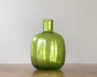 Mid Century Blenko Glass Bottle / Vase / Candle Holder - Meyers 6424 Green