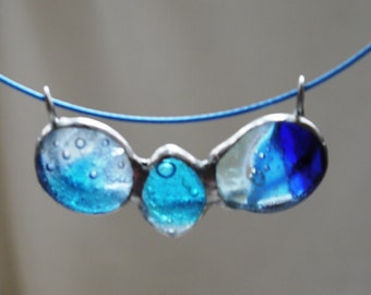 Soldered fused glass pendant