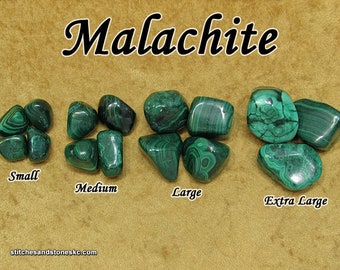 Malachite tumbled stone for crystal healing — multiple sizes available
