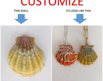 CUSTOMIZE An Ocean Wave Wire Wrapped Sunrise Shell Necklace; 14k Gold Filled; Sterling Silver
