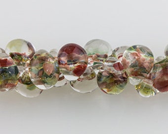 10 Teardrop Handmade Lampworked Glass Beads-LIMITED edition Quilt (TD 203)