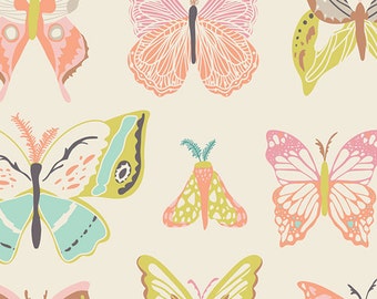 Pink Quilting Fabric with Butterflies | Nursery Fabric | Wingspan Melon | Winged | Art Gallery Fabrics WNG-1020 | Bonnie Christine