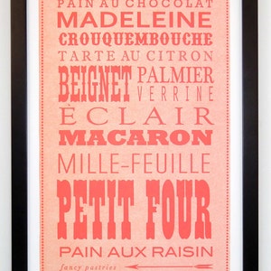 Fancy French Pastries, Epicurean Letterpress Broadside