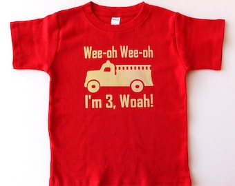 Vintage Fire Truck 3rd Birthday Shirt, Toddler Birthday Shirt, Fire Truck Birthday Party Shirt, third birthday gift