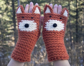 Fox Fingerless Gloves ~ Handmade