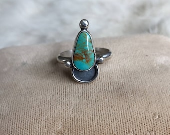 New Lander Turquoise and Sterling Silver Ring Size 5.5