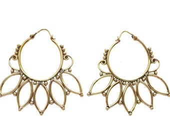 Tribal Hoops- Gypsy Hoops- Brass Jewelry- Boho Jewelry