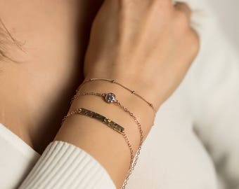 Dainty Satellite Chain Bracelet • Delicate Chain Bracelet • Layering Bracelet • Stacking Bracelet •Sterl.Silver,Gold Fill or Rose Gold Fill