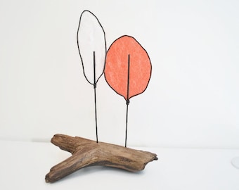 Driftwood Wire Tree Sculpture - Modern Minimalist - Nature Art - Whimiscal