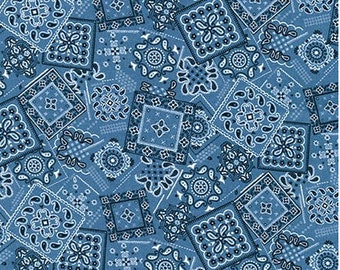 Bandana Squares on Blue from Robert Kaufman's Sevenberry Collection