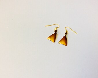 Raw Brass Triangle Earrings