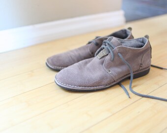 vintage tan suede oxford ankle boots mens 8 1/2 *