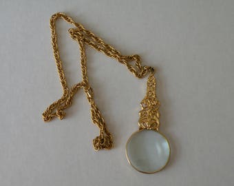 Vintage Accessocraft NY Lorgnette Magnifying Glass necklace pendant