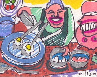 Strange Cook ORIGINALTrading Card Art Brut RAW Visionary Naive Elisa ACEO