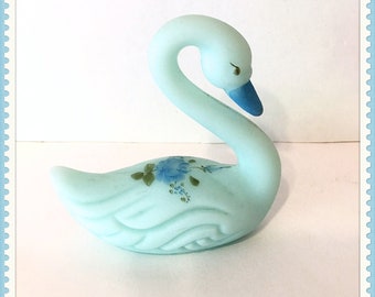 Blue glass swan | Etsy