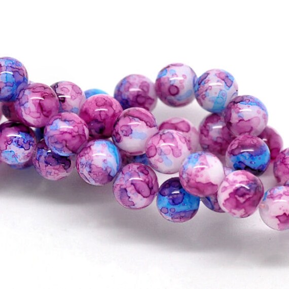 20 Mottled Glass Beads 8mm Simply Stunning Tones of