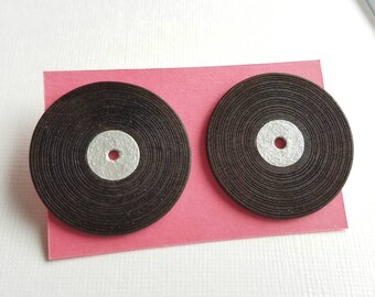 Silver Record LP Earrings