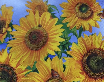 Decoupage Paper Napkins Sunflower Set 4