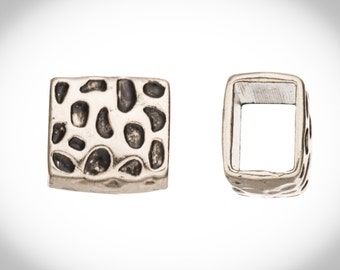 Leopard Tone Licorice Beads Fits 10x8mm Licorice Leather - Antique Silver Plated Sold per 4pcs
