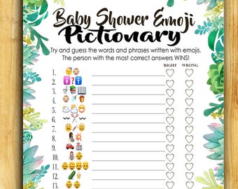 Bridal Shower Emoji Game Fun Unique Games DIY PDF Wedding