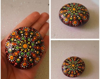 My Mother-in-law super stone#hand painted#orange and green# one of a kind# unique price#