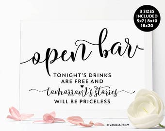 Open Bar Sign, Open Bar Wedding Sign, Wedding Bar Sign, Wedding Printable Signs, Wedding Open Bar Sign Receptions, Wedding Reception Signs