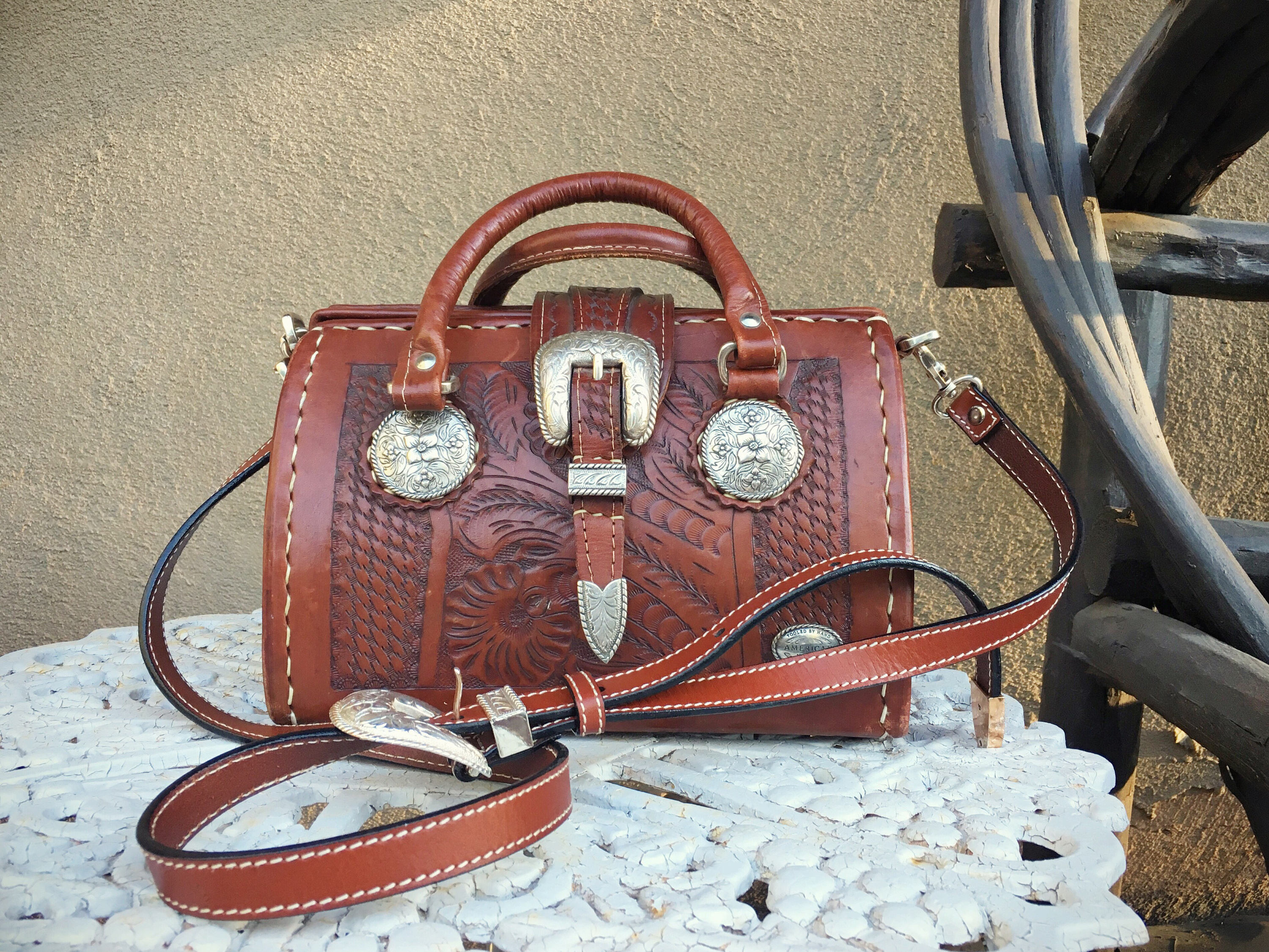 western tooled leather handbags