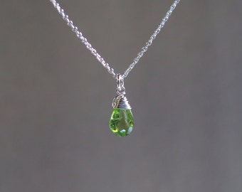 Peridot Necklace - August Birthstone - Sterling Silver