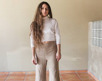 90s Cotton Cream Turtleneck | Minimalistic Cotton Turtle Neck