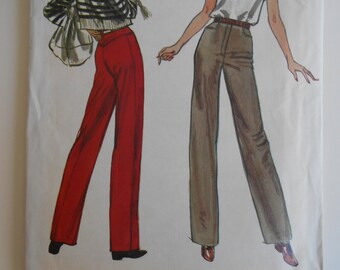 Vogue 7872 Sewing Pattern Straight legged Pants, mock fly, side front pockets size 10