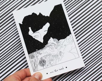 Carte postale / Postcard / On the road / Black & white