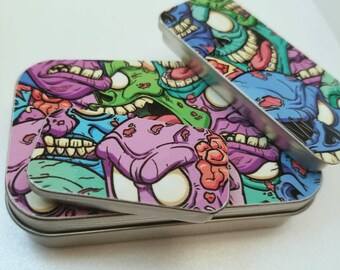 Small, Thin, and Large tin trio . . . Let's camp! Vintage campers in bright colors.